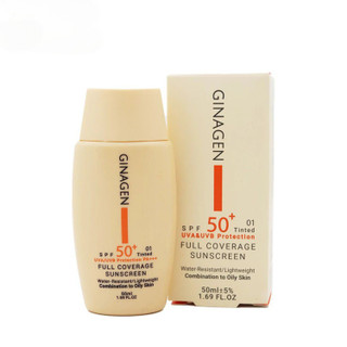 کرم ضد آفتاب رنگی ۰۱ ژیناژن مناسب پوست چرب SPF50