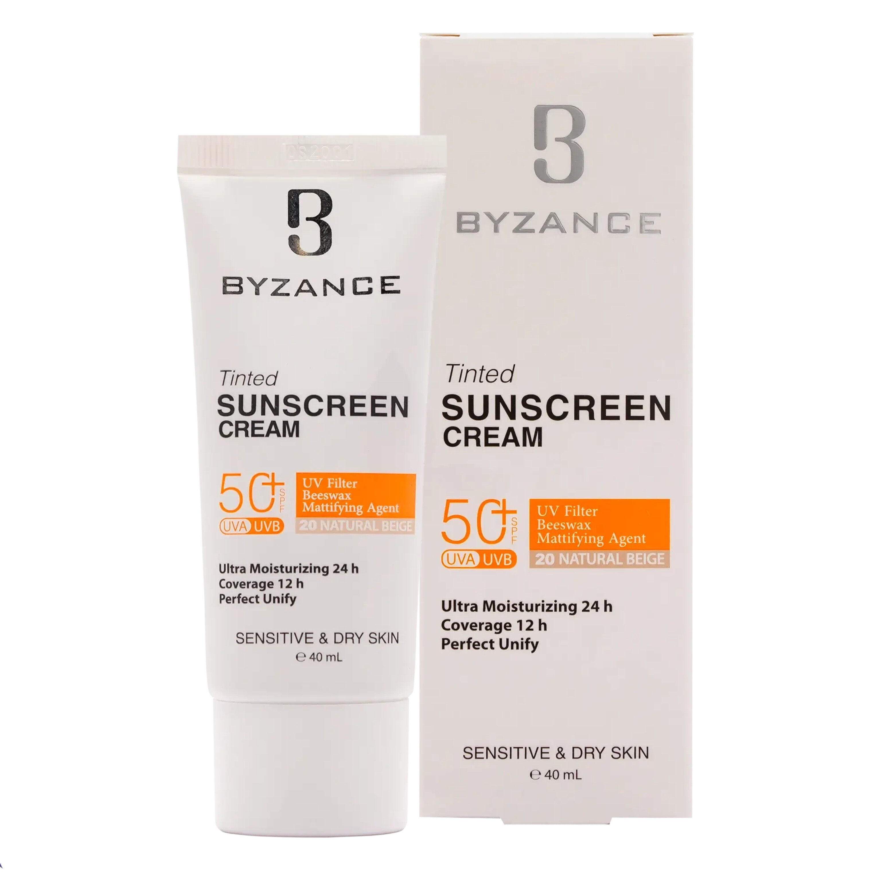 فلوئید ضدآفتاب رنگ بژ طبیعی برند بیزانس پوست خشک SPF50