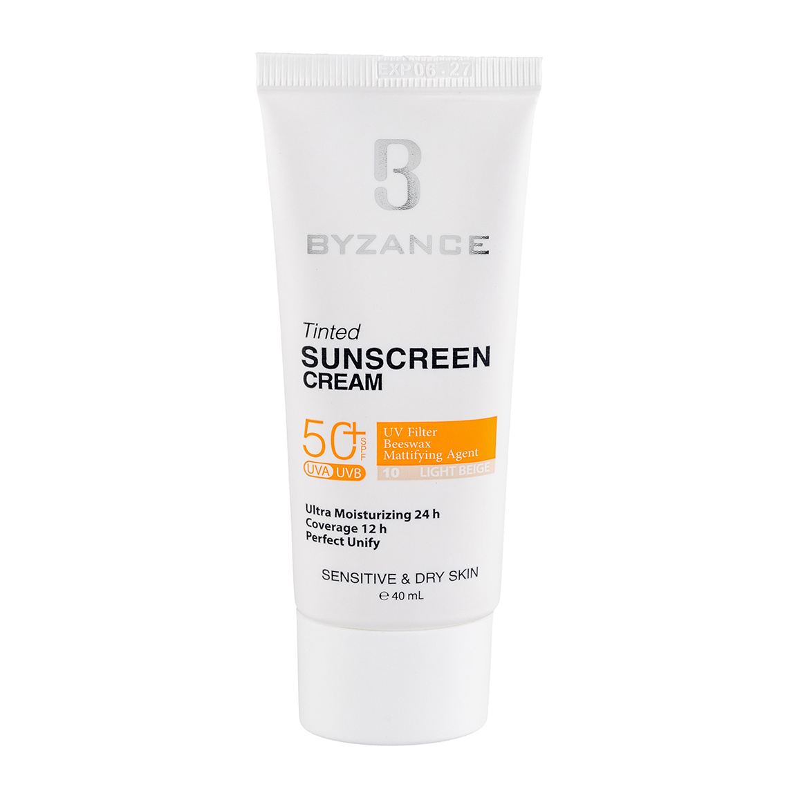 فلوئید ضدآفتاب رنگ بژ روشن برند بیزانس پوست خشک SPF50