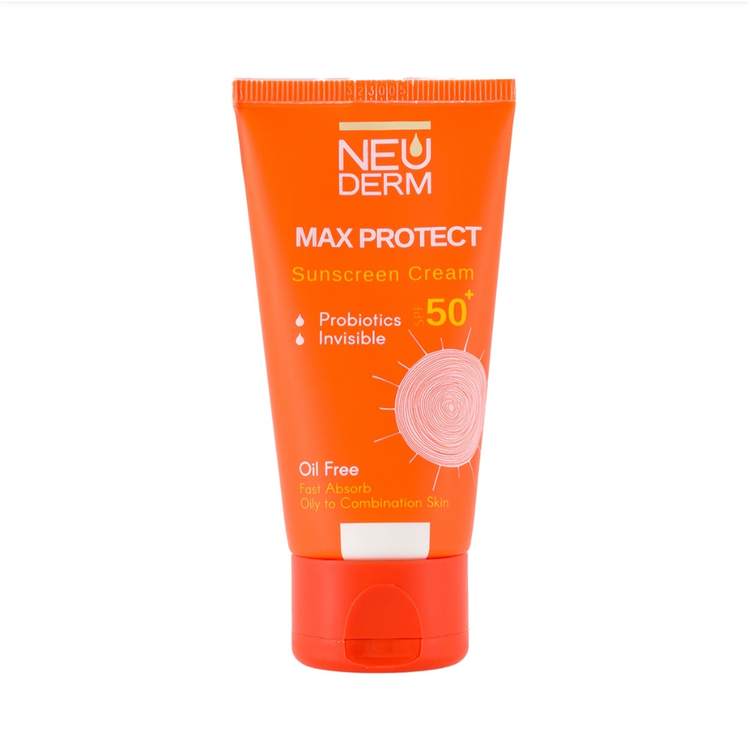 کرم ضد آفتاب بی‌رنگ برند نئودرم Neuderm Max Protect پوست‌ چرب و مختلط